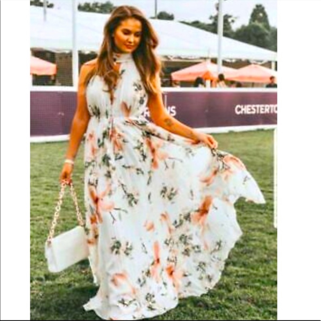 Nwt Ted Baker Harmony Floral Pleated Maxi Dress Sz 4 Us Or Ted Sz 1